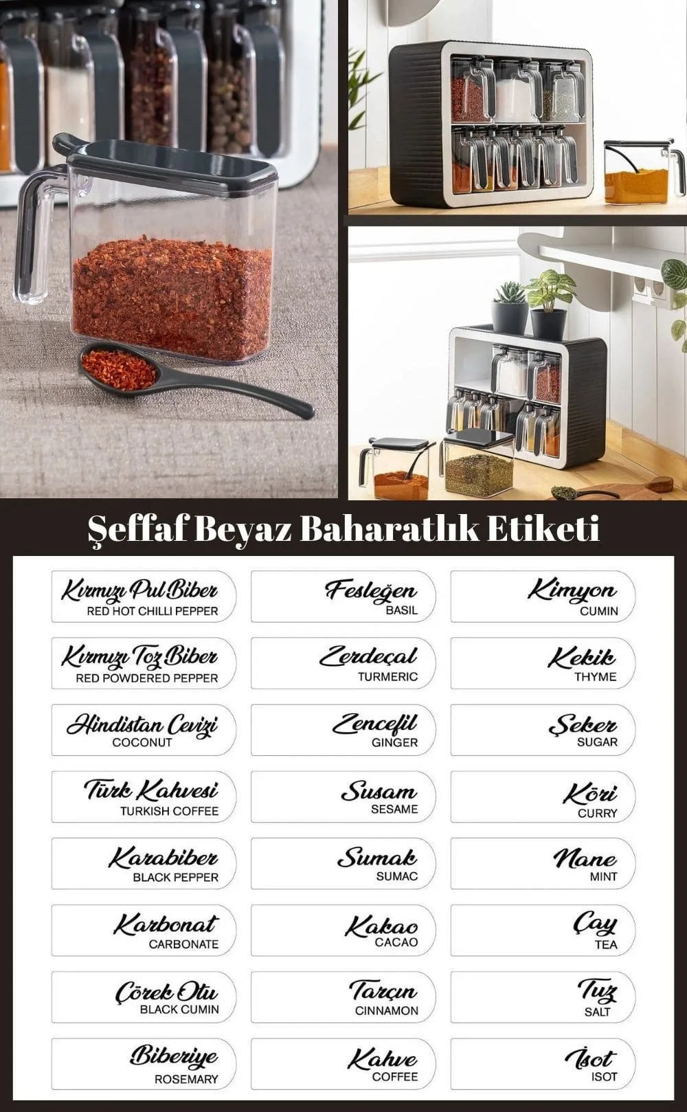 Olinman 12’li Kendinden Kaşıklı Baharatlık Seti – 300 ml – Duvara Yapışan Standlı - Resim 2