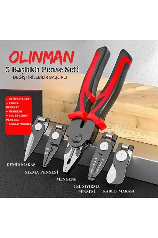 Olinman 5 Başlıklı Profesyonel Pense Seti - Resim 6